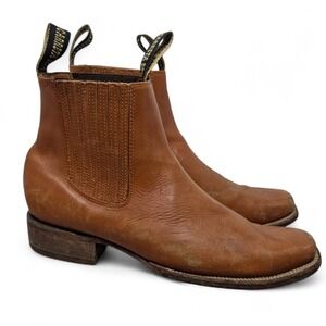 Carreta Boots Men's Chelsea Square Toe Leather Work Boots Size 12.5 Distressed